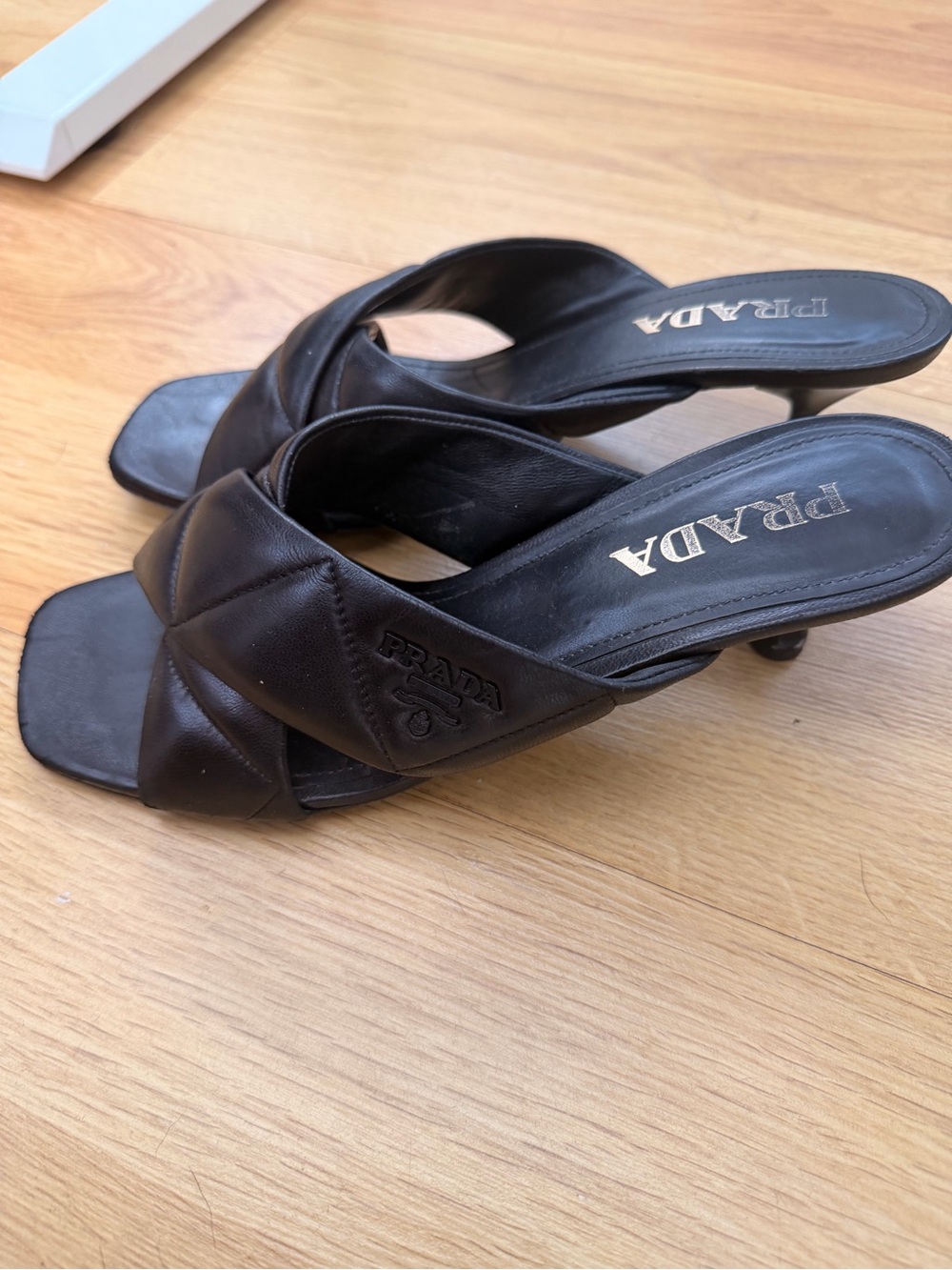 Prada Black Leather Twist-Strap Mules - Picture 2 of 6
